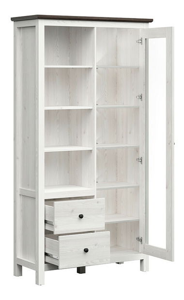 Vitrína BRW Hesen REG1W2S/20/11 (s LED osvětlením) (modřín sibiu světlý + borovice larico)