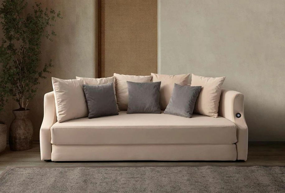 Rozkládací pohovka Lettio (krémová)