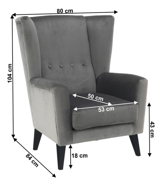 Křeslo ušák Royse Kronos 15 (světle šedá + černá)