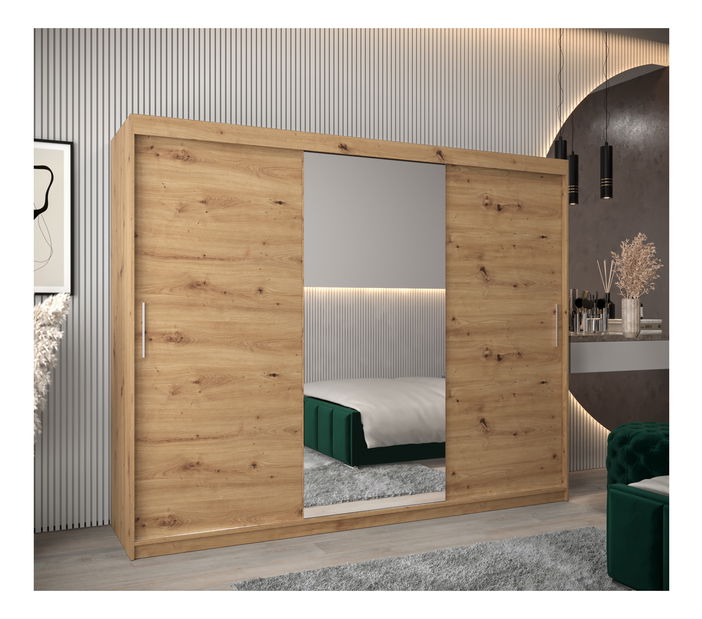 Šatní skříň 250 cm Toki 1 (Dub artisan + Bílá matná)