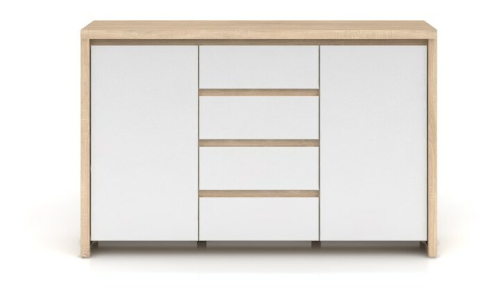 Komoda BRW Kaspian KOM2D4S (dub sonoma + lesk bílý)