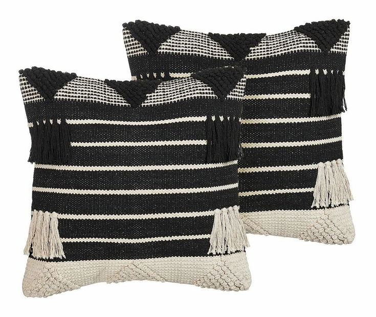 Sada 2 ozdobných polštářů 50 x 50 cm Chitty (černá)