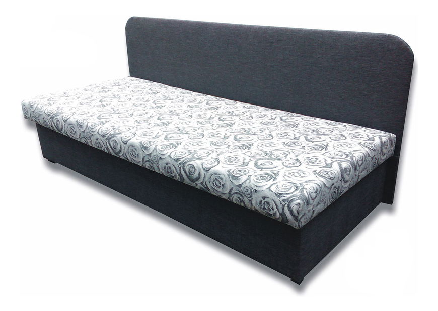 Jednolůžková postel (válenda) 80 cm Lady IV (Šedá 81 + Elite 04 šedé růže)