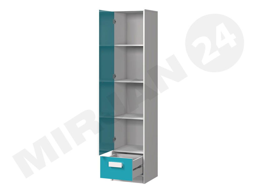 Policová skříň Rowan RL4 (bílá + tyrkysová)