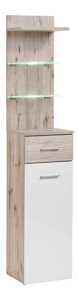 Policová skříň Geraldo 29 DWW GV typ B + C (dub wellington + lesk bílý)