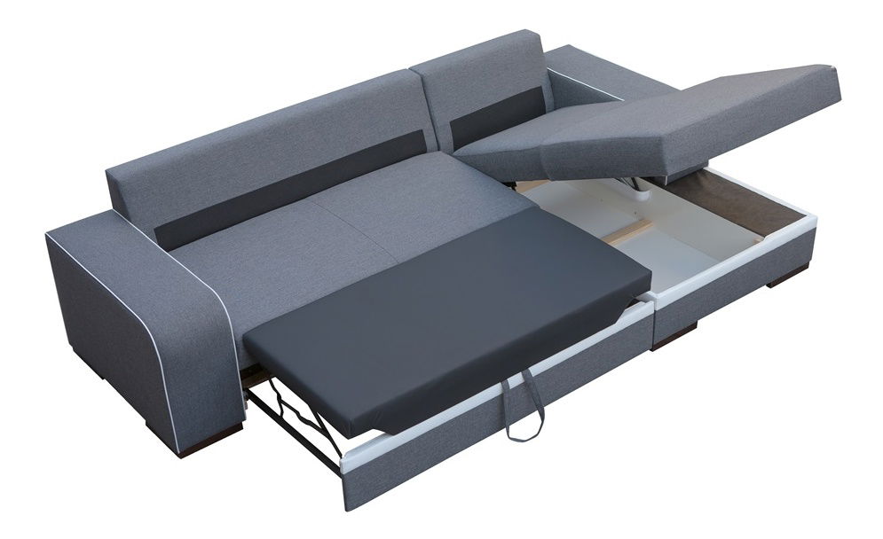 Rohová sedací souprava Fidelia (světle šedá + černá) (P)