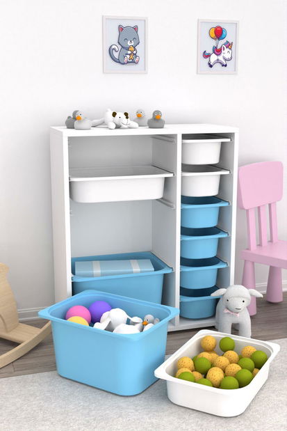 Organizér na hračky Dremonka 10 (bílá + modrá)