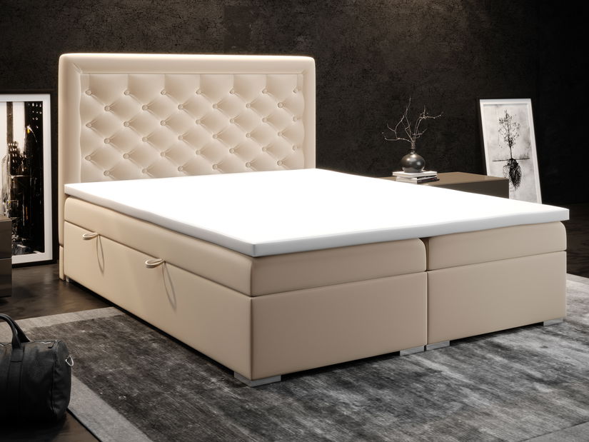 Boxspring postel 180 cm Gllamy (černá ekokůže) (s úložným prostorem)