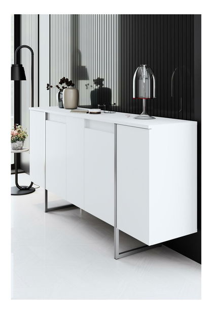 Sestava nábytku do obývacího pokoje Luna 1 (bílá + stříbrná)