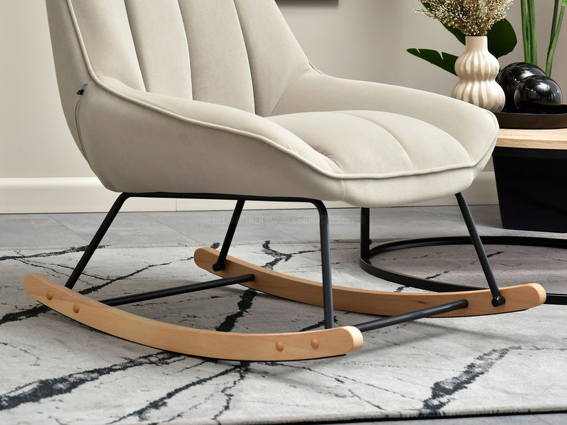 Křeslo Bertie (béžová + buk černý)