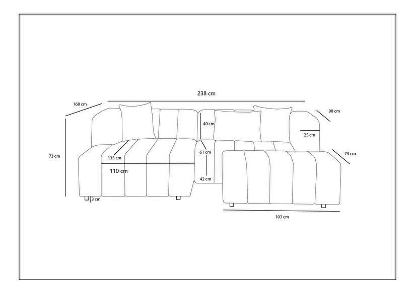 Rohová sedačka Beyzometta (L) (krémová)