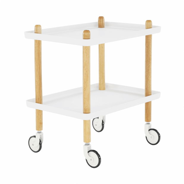 Servírovací vozík Ponteo (bílá + přírodní) *výprodej