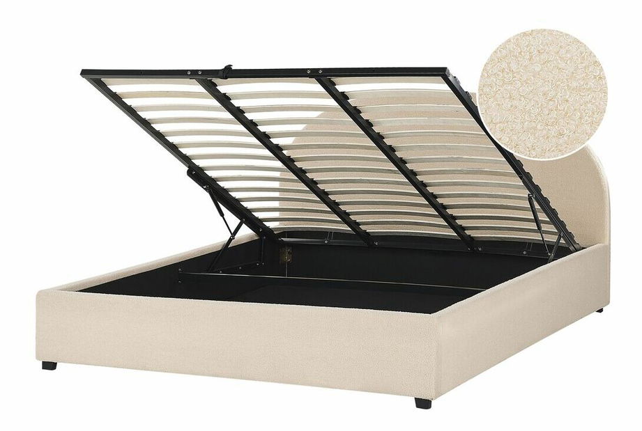 Manželská postel 180 cm Verena (béžová) (s roštem a úložným prostorem)