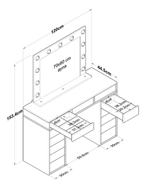 Toaletní stolek Blake 119 (bílá)