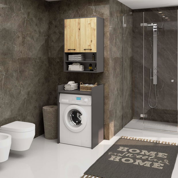 Závěsná koupelnová skříňka Farid TYP 7 (šedý grafit + dub artisan)