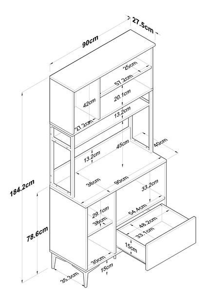Policová skříň Jenaretta 159 (bílá + ořech)