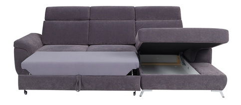 Rohová sedačka Porkana (tmavě šedá) (s úl. prostorem) (L)