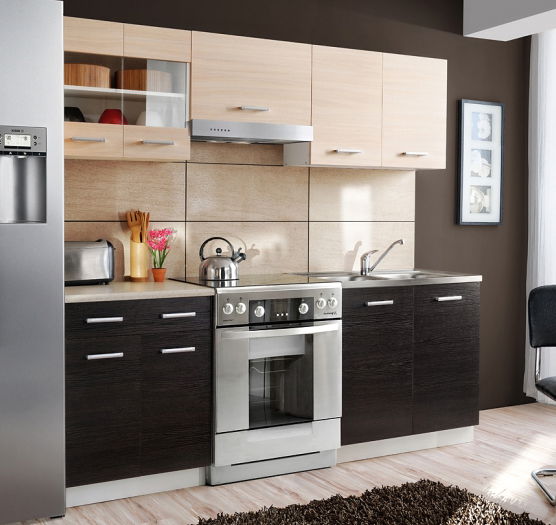 Kuchyně Adamo 200 cm dub mléčný + wenge