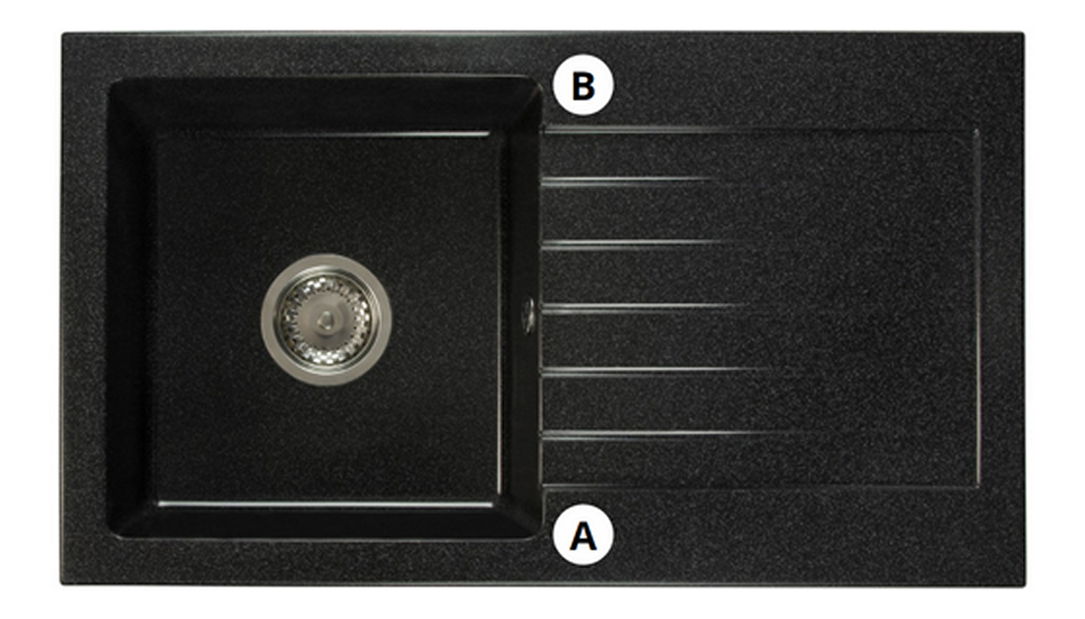 Kuchyňský dřez Lemmion (šedá) (se 2 otvory pro baterii) (P)