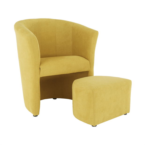 Křeslo Rosana (hořčicová) (s taburetkou)