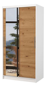 Šatní skříň Beral (bílá + dub artisan) (se zrcadlem)