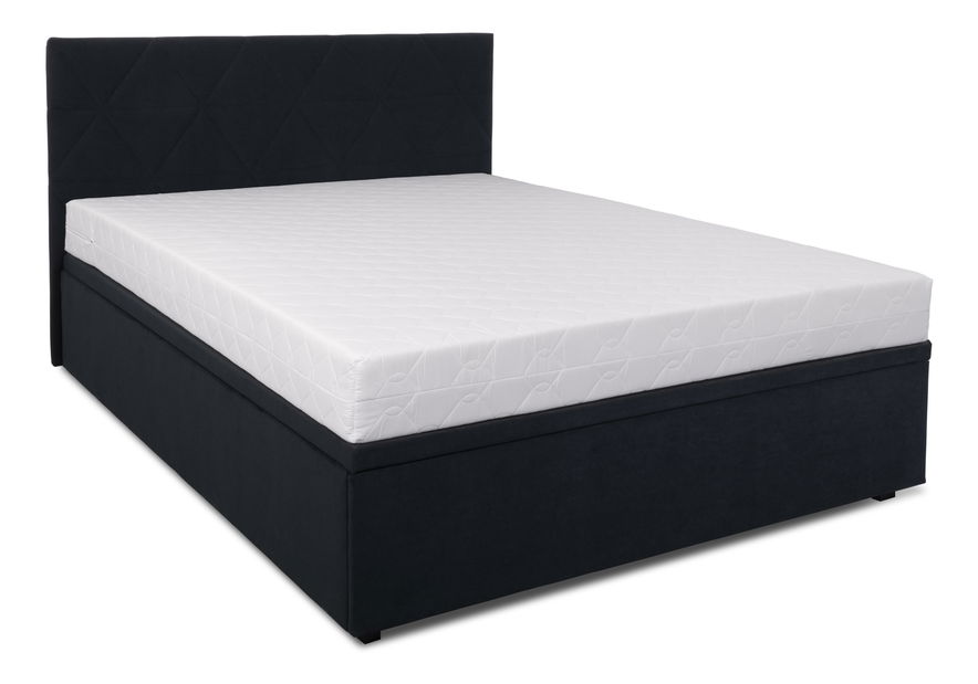Manželská postel 160 cm Botones (černá) (s roštem) (s úl. prostorem)