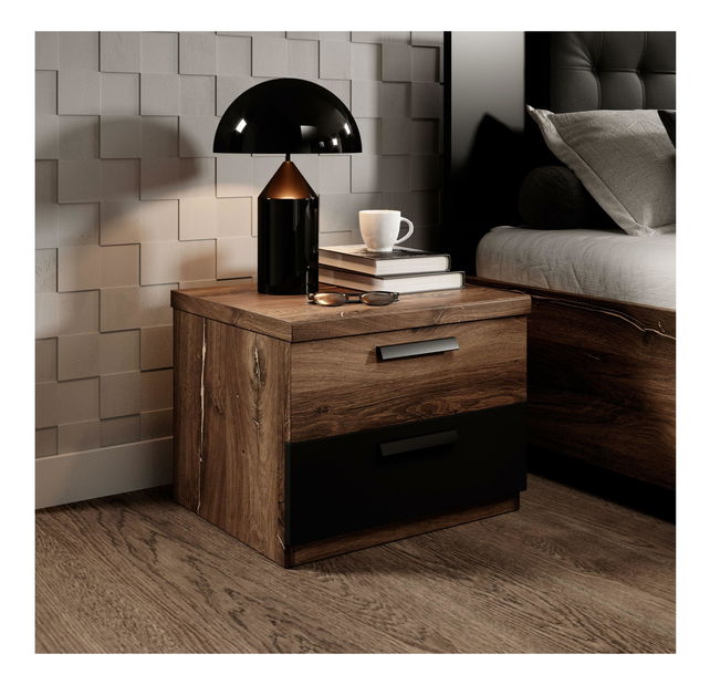 Noční stolek Signat Typ 22 (černá + dub flagstaff)