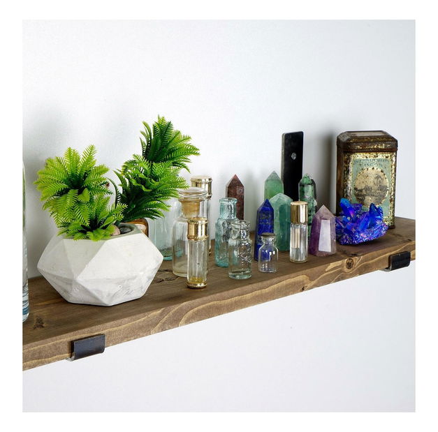 Dekorativní nástěnná police Dupone 9 (ořech + černá)