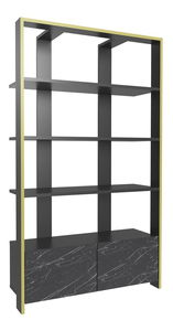 Regál Eleanoretta (mramor černý + černá + zlatá)