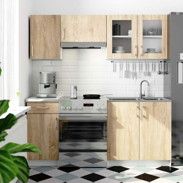 Kuchyňská sestava 180 cm Lula TYP1 B (bílá + dub sonoma)