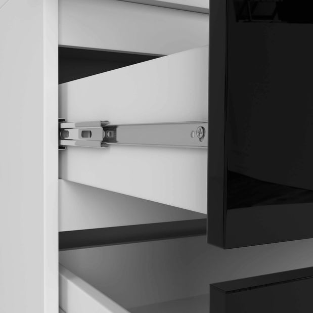 Šatní skříň Submarino (bílá + černý lesk) (s nástavbou)