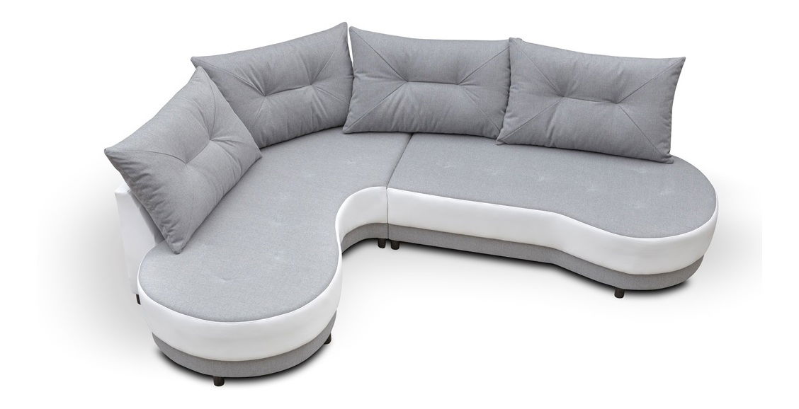 Rohová sedací souprava Adam (světle šedá + bílá) (L)
