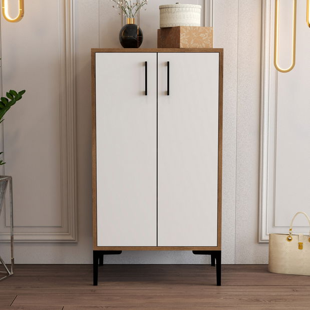 Skříňka na boty Praga 1 (ořech + bílá)