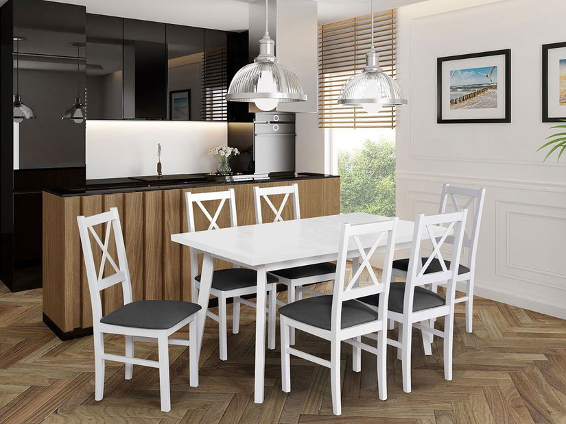 Jídelní set (pro 6 osob) Amici AL43 (dub artisan + černá + taupe)