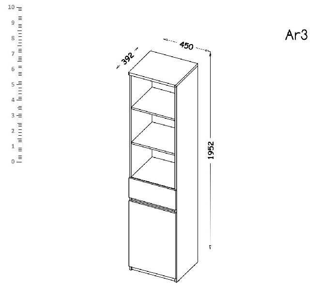 Regál typ AR3 Alishia (bílá)