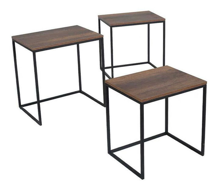 Set 3 konferenčních stolků Shepolendo 1 (ořech + černá)