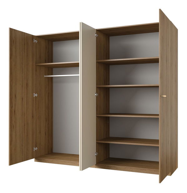 Šatní skříň Verdeene L (divoký dub + béžová)