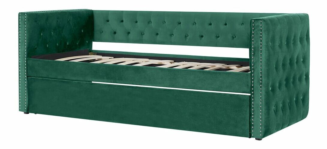 Rozkládací postel 90 cm GENSA (zelená) (s roštem)