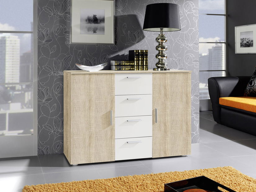 Komoda Verwood Typ 26 (sonoma + bílá)