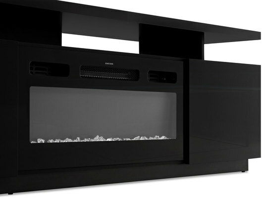 TV skříňka s krbem Anaceta (bílá + lesk bílý)