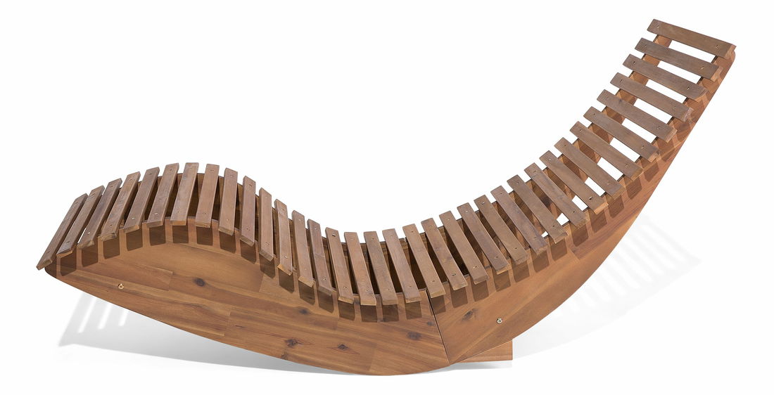 Zahradní lehátko Brest (světlé dřevo) (červený podsedák)