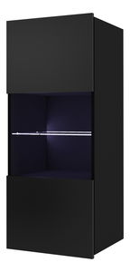 Závěsná skříňka Calabria (černá matná + lesk černý) (bez osvětlení)