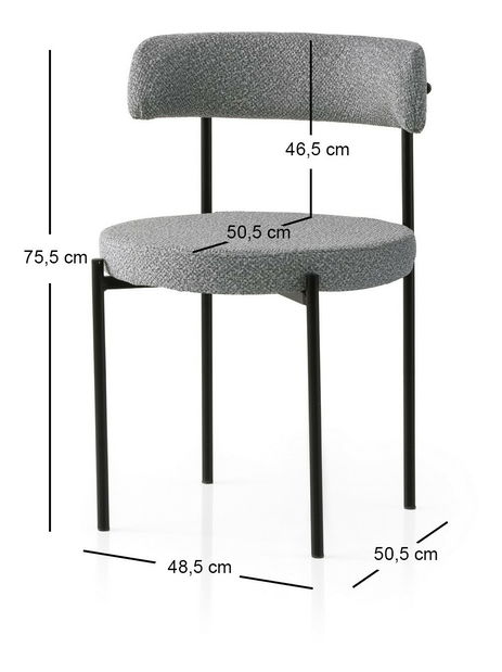 Set 2 ks. jídelních židlí Gindera V2 (černá + tmavě šedá)