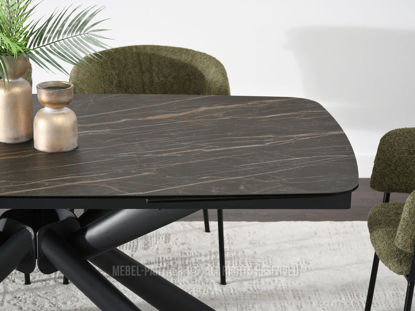 Jídelní stůl Denzel (černý mramor + černá)