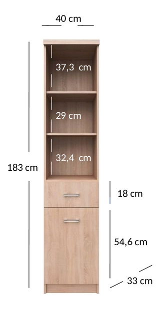 Regál Tianna 1d1s (dub sonoma)