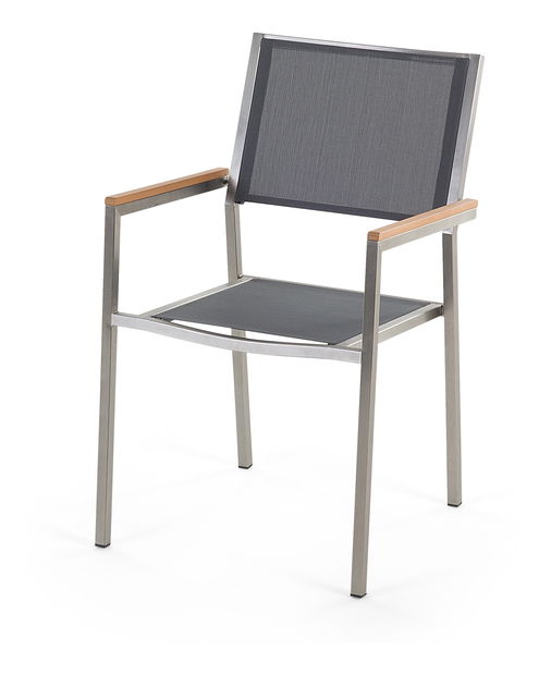 Zahradní jídelní sada Grosso (černá + grafit) (šedé židle) (pro 8 osob) (kámen)