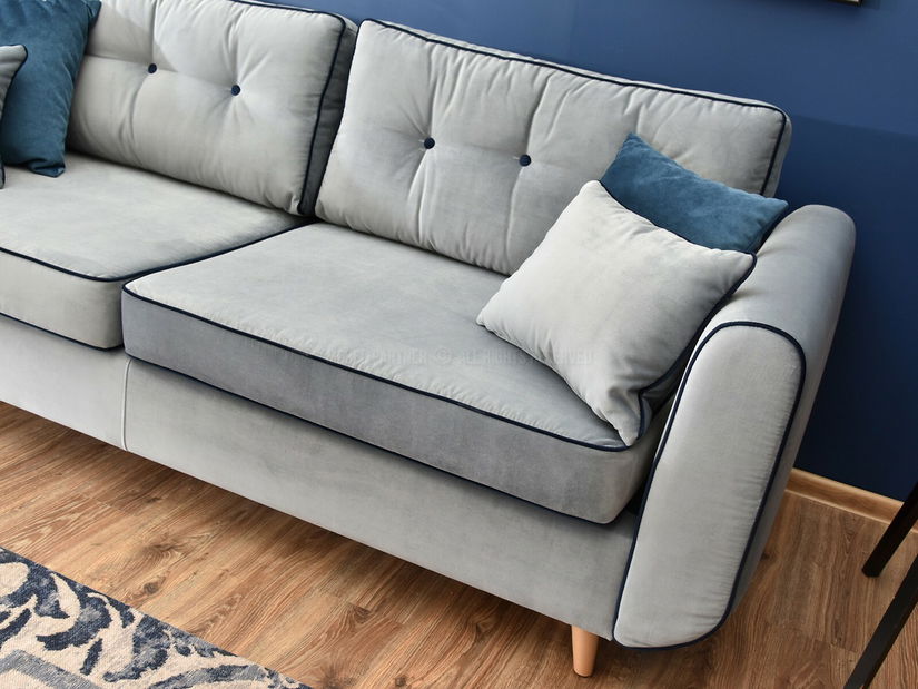 Pohovka dvousedačka Bacteria (modrá + dub)