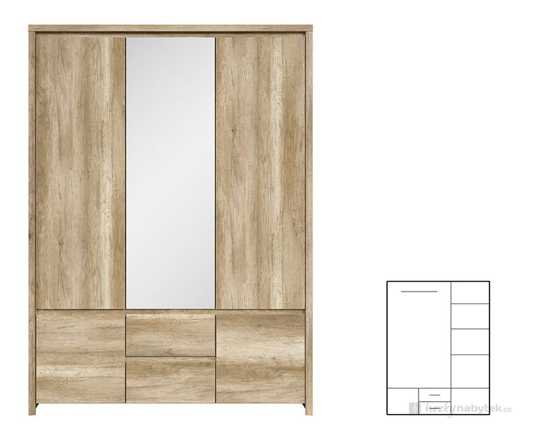 Šatní skříň BRW Kaspian SZF5D2S (dub monument)
