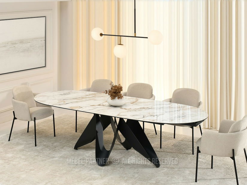 Jídelní stůl Preparan (mramor + černá)