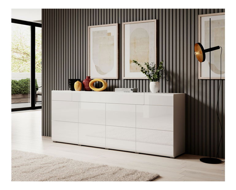 Komoda Tamie Typ 25 (bílá + lesk bílý)